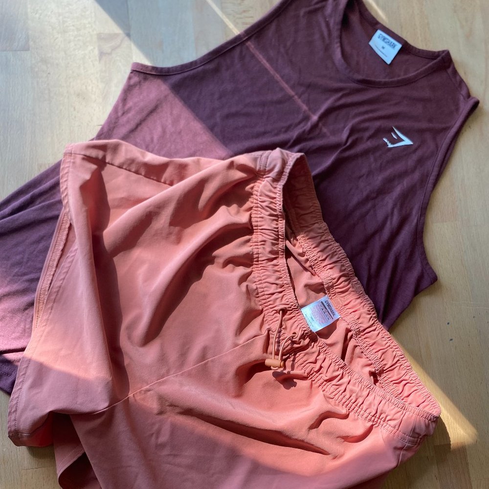 Gymshark Set (Muscle Shirt/Shorts - Earth Tones) Size Medium